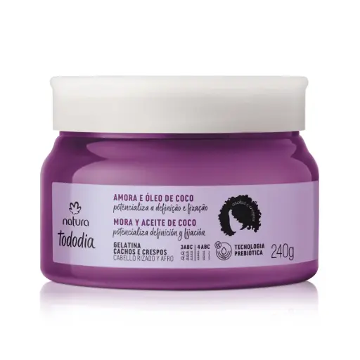 [173590] جل بلسم تودوديا لتجاعيد الشعر والكيرلي بالتوت أسود وزيت جوز الهند – TODODIA COND GEL CACHOS E CRESPOS 250G